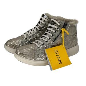 Strive Chatsworth II Metallic Sneaker Womens 6.5 Athletic Snake Faux Fur NEW
